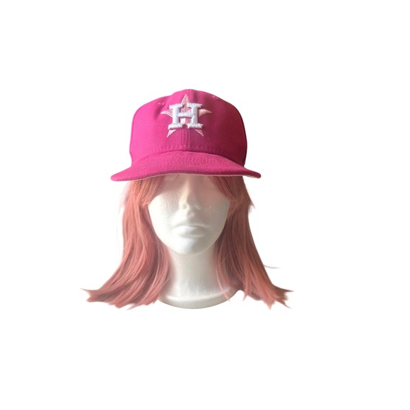 New‎ Era Houston Astros World Series Fitted Hat Pink Baseball Cap Size 6 7/8 - Picture 1 of 6